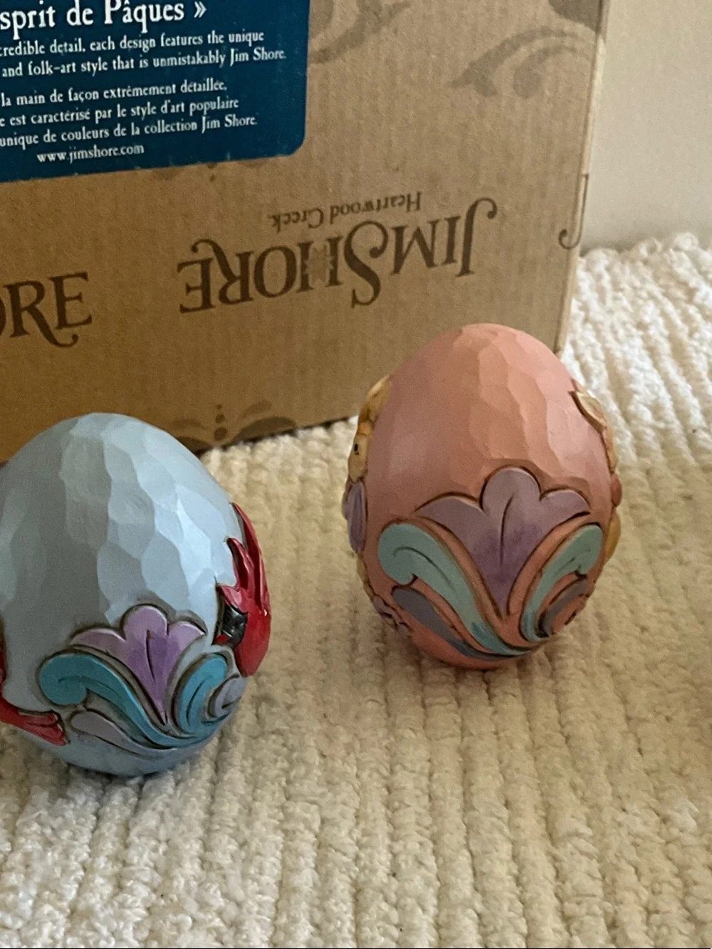 Jim Shore Easter Basket Figurine - Pastel Green, Pink, Blue, Yellow